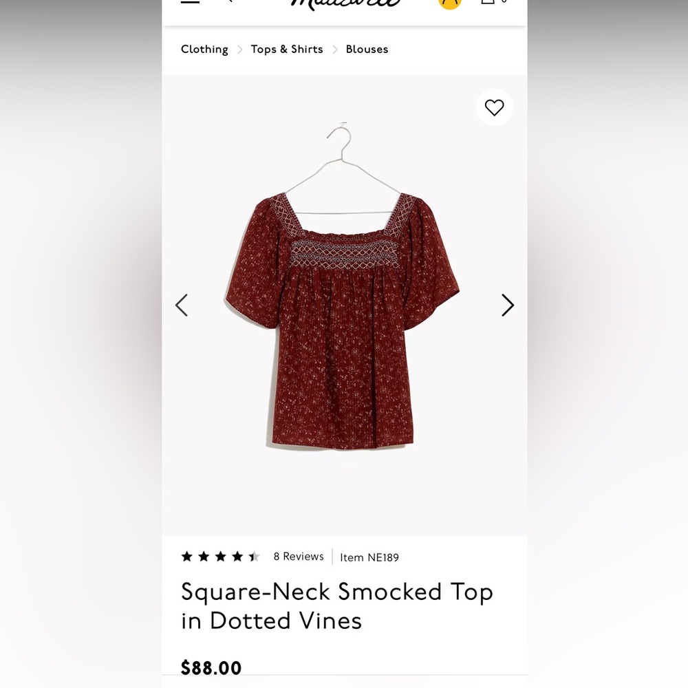 Madewell square neck mock top - XS